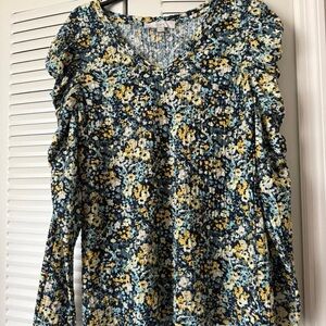 LOFT Floral Long Sleeve Blouse